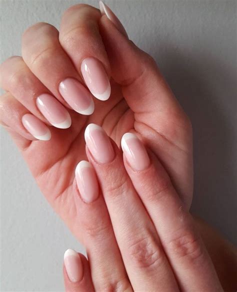Natural French Tip Acrylic Nails Oval Shaped Hair Styles French