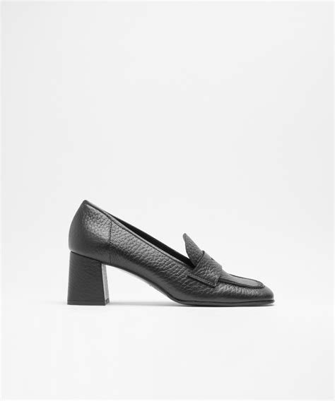 Black Grainy Leather High Loafers