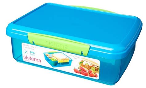 Sistema Blue Medium Plastic Kids School Picnic Sandwich Lunch Box Food