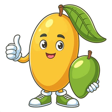 Caricatura Linda Personaje De Fruta De Mango Dando Un Pulgar Hacia