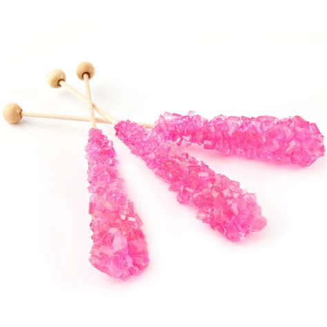 Large Unwrapped Pink Rock Candy Crystal Sticks • Rock Candy And Sugar Swizzle Sticks • Bulk Candy