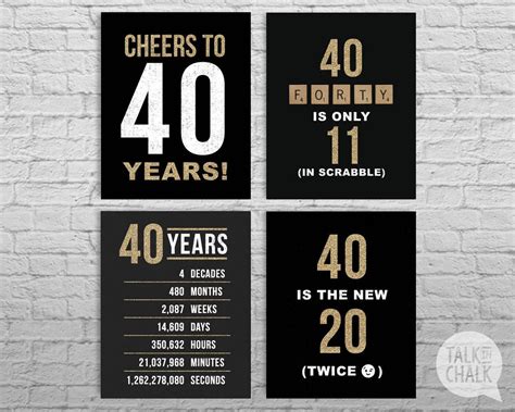 40th Birthday Sign Pack 40th Birthday Printable Signs Etsy Australia