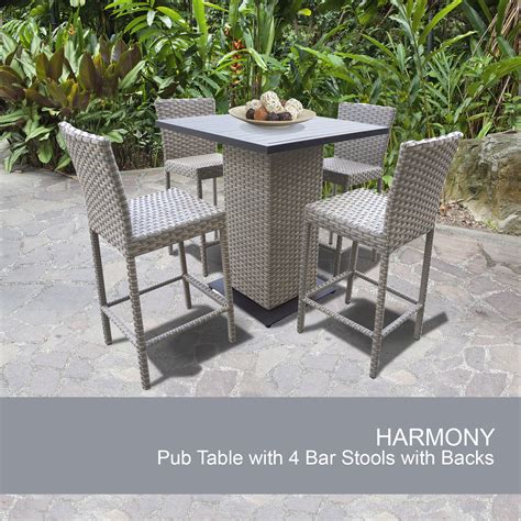 5 Pc Pub Table Set Outdoor Bar Stools And Table Set