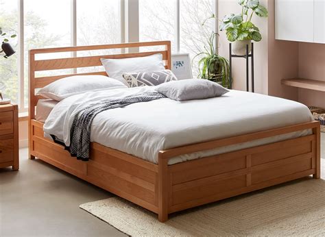 Woodstock Wooden Ottoman Bed Frame 46 Double Natural Light Wood Bed Sava