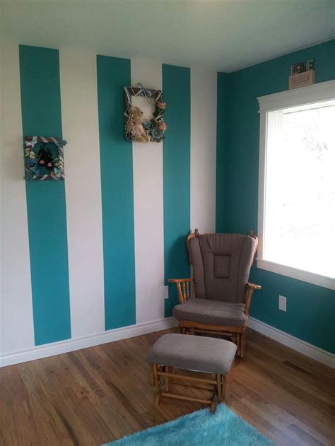 Striped Wall Turquoise And White Turquoise Room