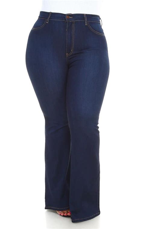 Women S Plus Size High Waisted Bell Bottom Jeans