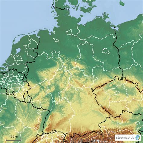Von mapcarta, die freie karte. StepMap - Deutschland-Gebirge - Landkarte für Deutschland