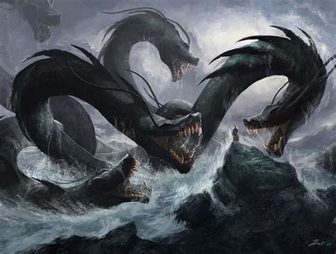 Monk Vs Hydra By Turkiish Fantasy Wesen Heroic Fantasy Fantasy Dragon Dragon Art Fantasy