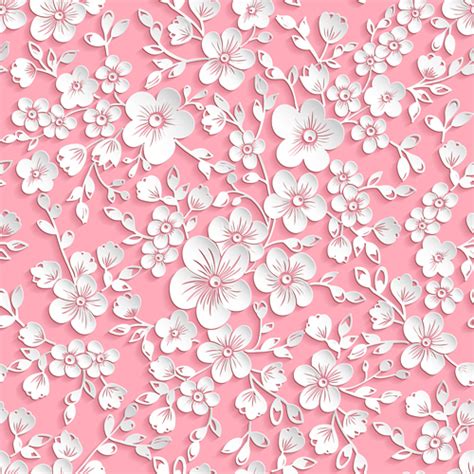 Beautiful Paper Flower Seamless Pattern Vector 01 Free Download