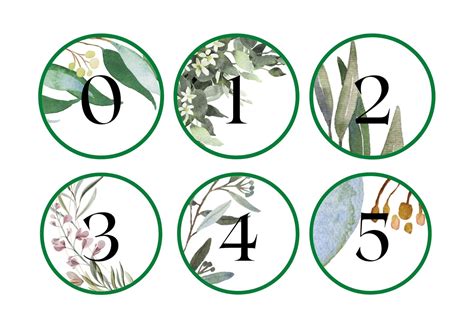 Botanical Table Numbers Printable Downloadable Etsy