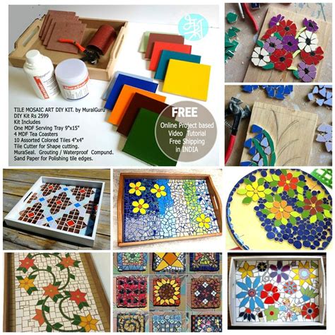 Diy Tile Mosaic Art Kit Forserving Tray And Coasters