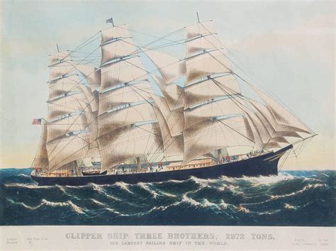 Clipper Ship Three Brothers 2972 Tons The Largest Sailing Ship In The