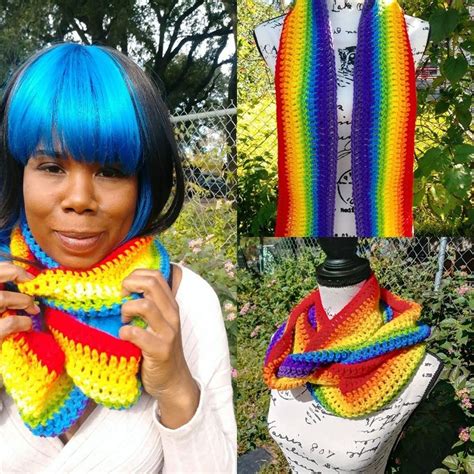 Rainbow Scarf Infinityadult Scarfscarveshandmade Crochet Etsy