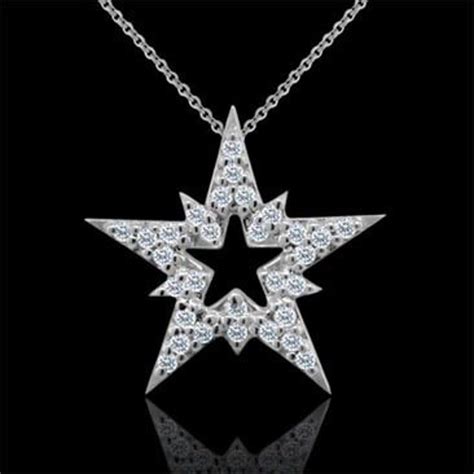 Diamond Star Necklace White Gold Star Pendant Star Jewelry Etsy In