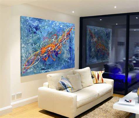 Large Rainbow Coloured Abstract Painting Flying Totems By Swarez Art