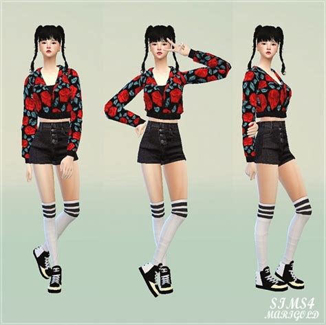 Crop Hoodie Sims 4 Female Clothes
