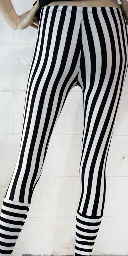 Black And White Striped Leggings Oy1310