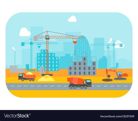 Cartoon Construction Building Royalty Free Vector Image