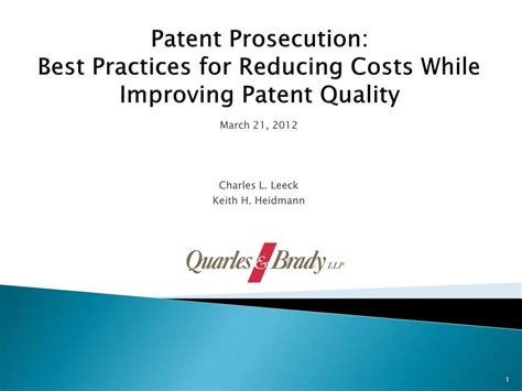 Ppt Patent Prosecution Best Practices For Reducing Costs While