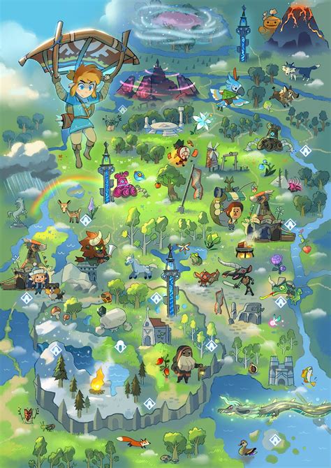 Legend Of Zelda Breath Of The Wild Map Art Legend Of Zelda Breath