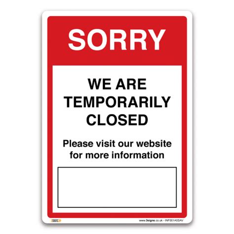 Sorry We Are Temporarily Closed Sign