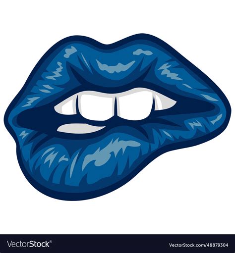 Blue Lips Biting Sexy Pop Art Royalty Free Vector Image