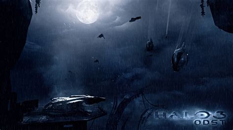 Wallpaper Video Games Halo 3 Odst Rain Night Moon Banshee Halo
