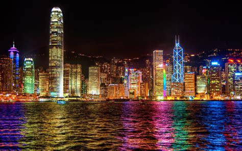 Hongkong City Night Skyline Hd Wallpaper 2560x1600px Hong Kong