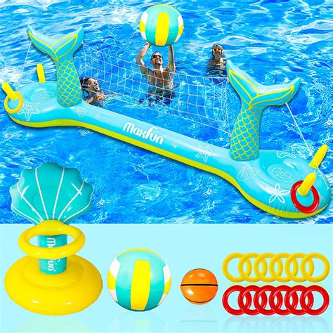 Max Fun Inflatable Pool Floats Toys Games Set 115 Inflatable Pool Volleyball Set