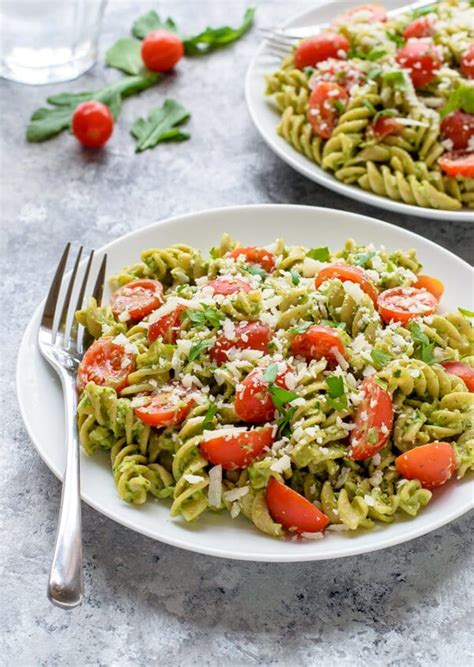 Avocado Pesto Pasta Nut Free Vegetarian Recipe