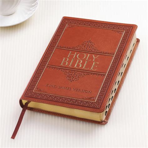 Tan Faux Leather Large Print Thinline Kjv Bible With Thumb Index Kjv