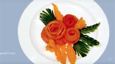 How To Make Tomato Rose Garnish Vegetable Carving Garnish Sumantv