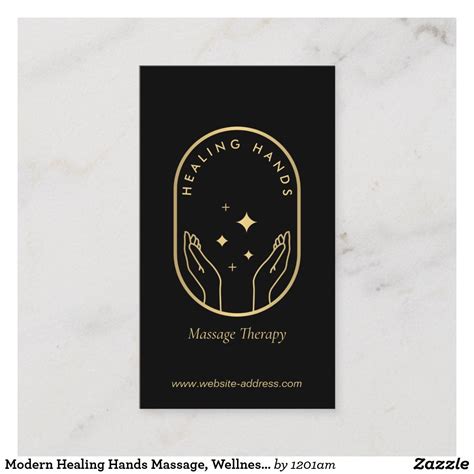 Modern Healing Hands Massage Wellness Gold Logo Business Card Zazzle Moderne Visitenkarten