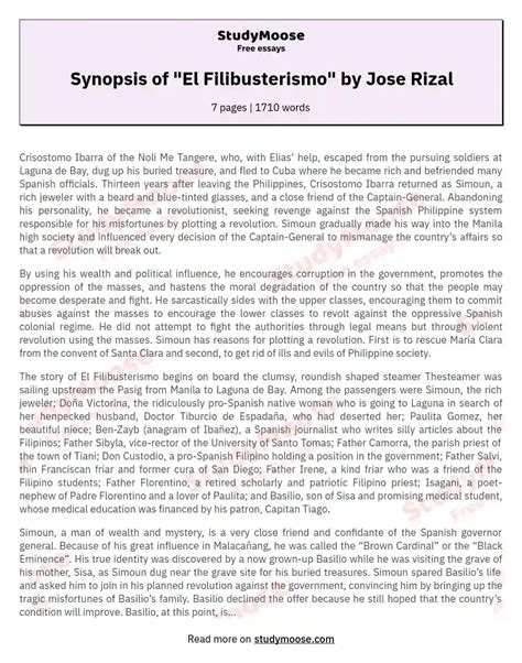 El Filibusterismo Summary Short Summary Of El Filibusterismo 2022 11 06