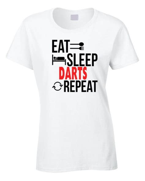 Ladies Darts T Shirt Eat Sleep Darts Repeat T Present Birthday Dart Player Ebay
