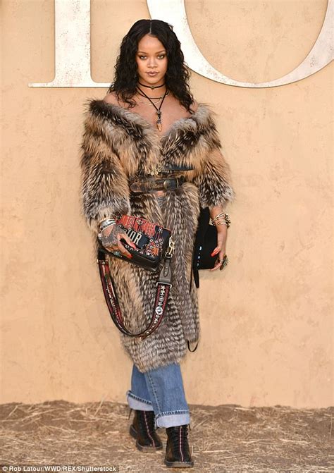 Rihanna Makes Bold Choice In Fur At Dior Cruise Show Daily Mail Online
