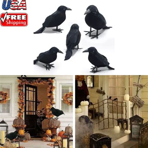 Black Lifesize Raven Movie Prop Fake Crow Halloween Accessory Bird