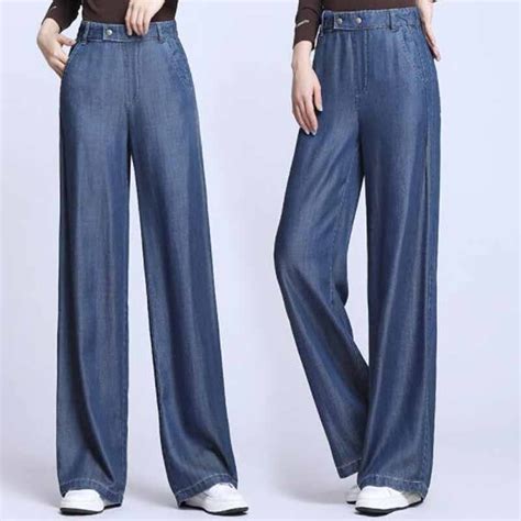 Cultiseed Female Summer New High Waist Thin Tencel Denim Jeans Long Trousers Women Fashion Loose