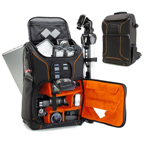 Digital SLR Camera Backpack Orange With 15 6 Laptop Compartment By