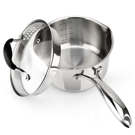 Avacraft Stainless Steel Saucepan With Glass Strainer Lid Two Side Sp