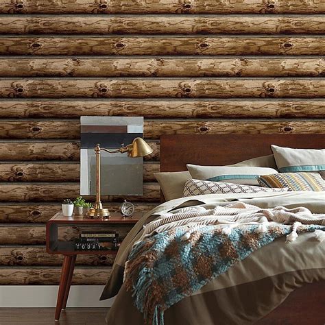 Roommates Peel And Stick Cabin Logs Wallpaper In Brown In 2020 Log