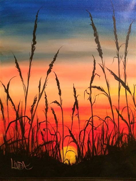 Seagrass Sunset Landscape Paintings Sunset Painting Painting Art