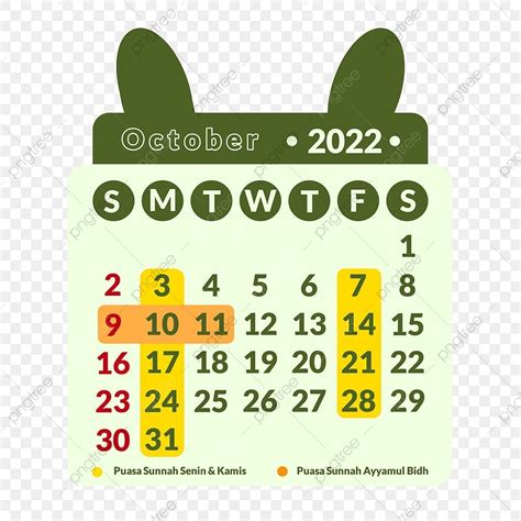 Gambar Kalender 2022 Di Bulan Oktober Hijau Lucu Kalender 2022