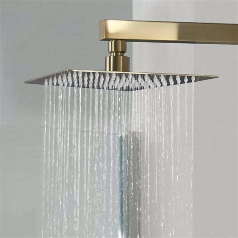 modern luxury 8 wall mounted solid brass shower system with hand shower in brushed gold