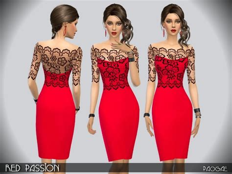 Red Passion Dress By Paogae At Tsr Sims 4 Updates