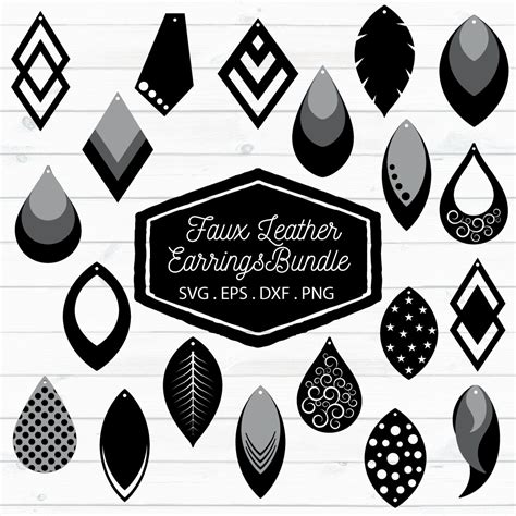 Faux Leather Earrings Bundle Svg Eps Dxf Png Svgs Design