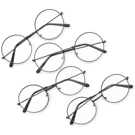 4 Pack Fake Round Wizard Glasses For Halloween Magic Party Costumes