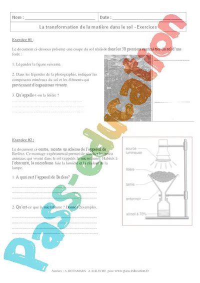 L'entrée en sixième est de la consolidation des acquis pendant toute cette année scolaire ou de la remédiation. Transformation de la matière dans le sol - 6ème ...