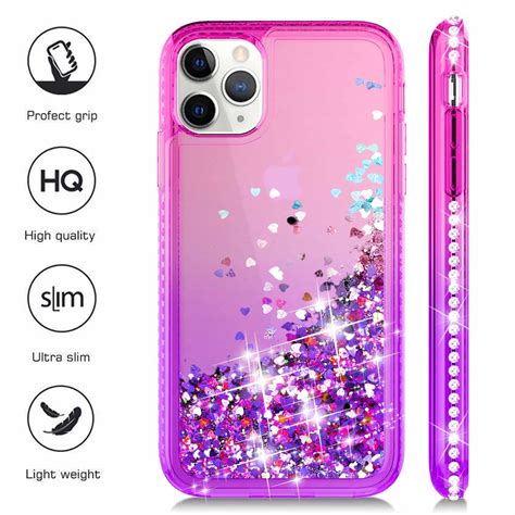 Pinkpurple Glitter Flowing Liquid Girly Phone Case For Iphone 11 Pro