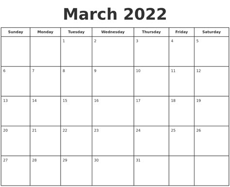 March 2022 Print A Calendar